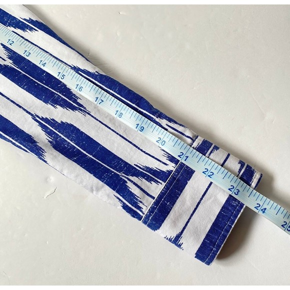 J Crew Factory Dress Shirt Womens XS Multicolor Blue White Geometric NWT Flaw - Picture 12 of 16